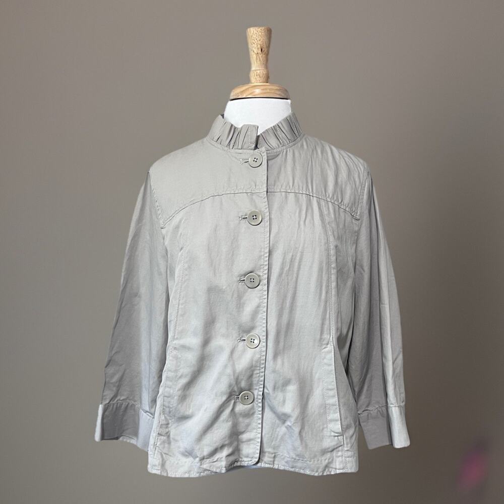 Coldwater Creek Classic Womens 16 Gray Linen Cotton Lightweight Jacket Casual